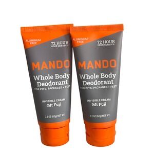 Mando Whole Body Deodorant Invisible Cream Mt Fuji 2.2oz 2 Pack Aluminum Free